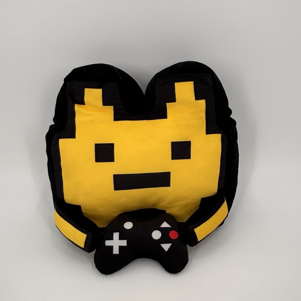 BMI Space Invader Gamer Plush Yellow Pixel Video game Player With Controller 10"